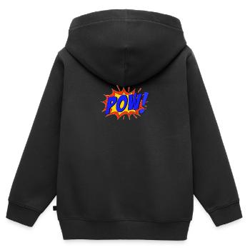 POW Comic Pow! - Kinder Premium Organic Zip Hoodie - Schwarz - Hinten - AI Model Kid Male (0cm)