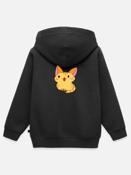 Kawaii Katze - Kinder Premium Organic Zip Hoodie - Schwarz