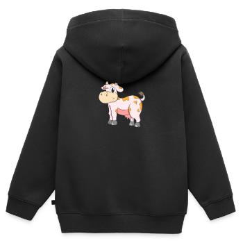 Cow Wink - Kinder Premium Organic Zip Hoodie - Schwarz - Hinten - AI Model Kid Male (0cm)