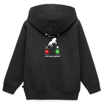 Cheval va à cheval fille drôle équitation écurie - Sweat Premium à capuche zippé enfant bio - noir - Dos - AI Model Kid Male (0cm)