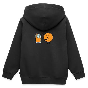 Orange Pee Pinkelde orange urinating orange juice - Kids Premium Organic Zip-up Hoodie - black - Back - AI Model Kid Male (0cm)