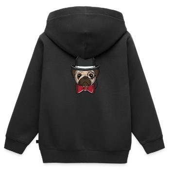 Mr Pug Mops Gentleman Dog Hund like a sir boss - Kinder Premium Organic Zip Hoodie - Schwarz - Hinten - AI Model Kid Male (0cm)