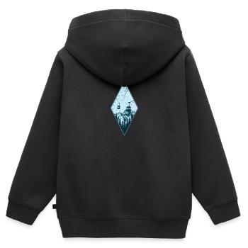 Gondole montagne arbre nature étoiles nuit cadeau - Sweat Premium à capuche zippé enfant bio - noir - Dos - AI Model Kid Male (0cm)