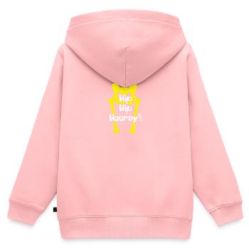 Hip Hip Hip Hourra hanche opération opération cadeau - Sweat Premium à capuche zippé enfant bio - rose - Dos - AI Model Kid Female (0cm)