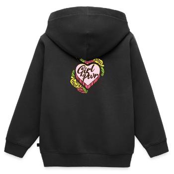 Soirée chérie fille Pwr girl power girl - Sweat Premium à capuche zippé enfant bio - noir - Dos - AI Model Kid Male (0cm)