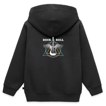 Rock and roll - Sweat Premium à capuche zippé enfant bio - noir - Dos - AI Model Kid Male (0cm)