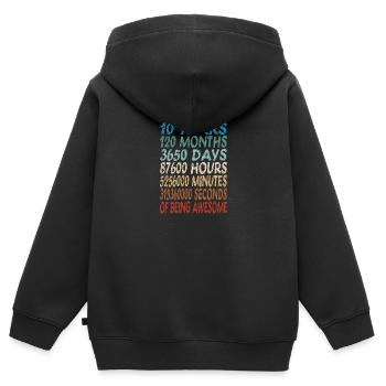 Cadeau rétro vintage 10 ans 10 ans - Sweat Premium à capuche zippé enfant bio - noir - Dos - AI Model Kid Male (0cm)