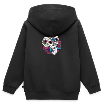 Elephant Sugar Skull Elefant Goa Zombie Totenkopf - Kinder Premium Organic Zip Hoodie - Schwarz - Hinten - AI Model Kid Male (0cm)