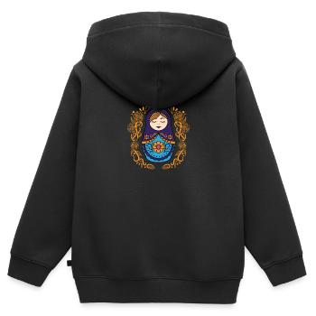 Matryoshka Matryoshka Poupée Russe Russie - Sweat Premium à capuche zippé enfant bio - noir - Dos - AI Model Kid Male (0cm)