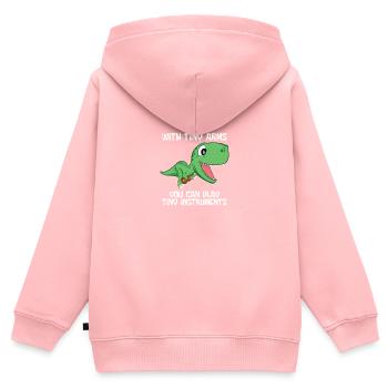 Dino T-Rex Ukulele Klein Lustig Süß Musik Geschenk - Kinder Premium Organic Zip Hoodie - Rosa - Hinten - AI Model Kid Female (0cm)