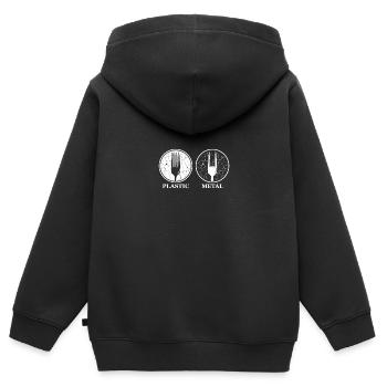 Fork plastic metal fork fork hand joke gift - Kids Premium Organic Zip-up Hoodie - black - Back - AI Model Kid Male (0cm)