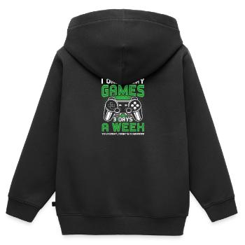 I play only 3 days a week - Kids Premium Organic Zip-up Hoodie - black - Back - AI Model Kid Male (0cm)