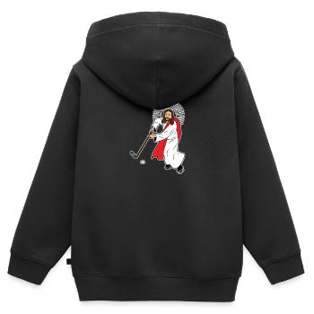 Jesus Christus Hockey Eishockey Team Sport Freak - Kinder Premium Organic Zip Hoodie - Schwarz - Hinten - AI Model Kid Male (0cm)