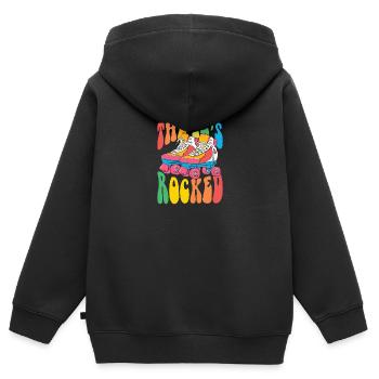 70er 70er Kostüm - Kinder Premium Organic Zip Hoodie - Schwarz - Hinten - AI Model Kid Male (0cm)