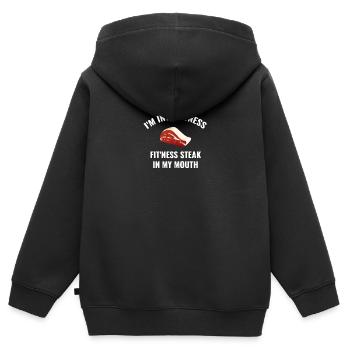 Lustiger Steakliebhaber Keto Fleischfresser - Kinder Premium Organic Zip Hoodie - Schwarz - Hinten - AI Model Kid Male (0cm)