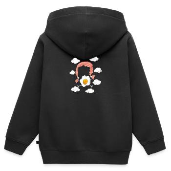 Air petit déjeuner ciel oeufs bacon oeuf au plat - Sweat Premium à capuche zippé enfant bio - noir - Dos - AI Model Kid Male (0cm)