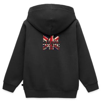 Englische Bullterrier Union Jack - Kinder Premium Organic Zip Hoodie - Schwarz - Hinten - AI Model Kid Male (0cm)