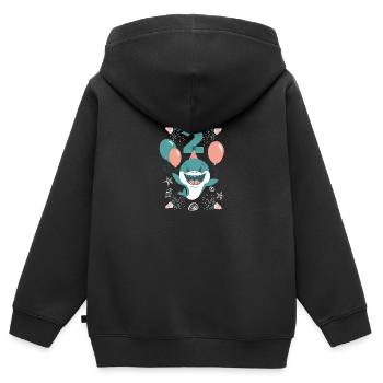 2nd birthday with balloons and sweet shark birthday - Kids Premium Organic Zip-up Hoodie - black - Back - AI Model Kid Male (0cm)