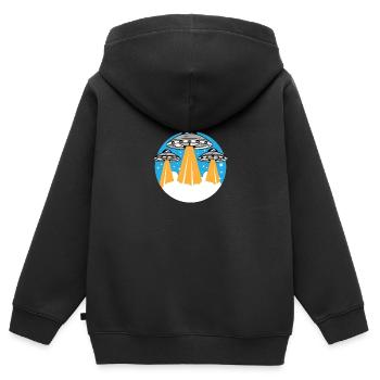 UFO - Kinder Premium Organic Zip Hoodie - Schwarz - Hinten - AI Model Kid Male (0cm)
