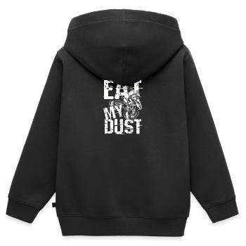 Friss meinen Staub - Kinder Premium Organic Zip Hoodie - Schwarz - Hinten - AI Model Kid Male (0cm)