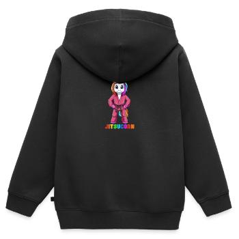 Sueßes Licorne - BJJ Jiu-Jitsu, Grappling et MMA - Sweat Premium à capuche zippé enfant bio - noir - Dos - AI Model Kid Male (0cm)