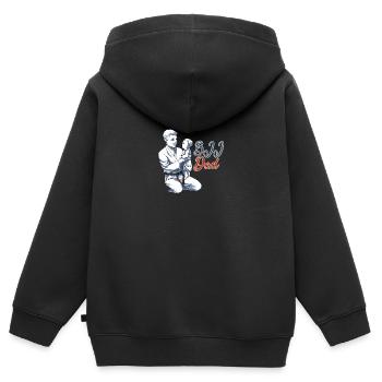 BJJ Papa - BJJ Jiu-Jitsu, Grappling et MMA Gift - Sweat Premium à capuche zippé enfant bio - noir - Dos - AI Model Kid Male (0cm)
