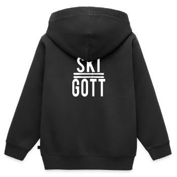 Ski Gott Spitzen Skifahrer Profi Skilehrer Angeber - Kinder Premium Organic Zip Hoodie - Schwarz - Hinten - AI Model Kid Male (0cm)