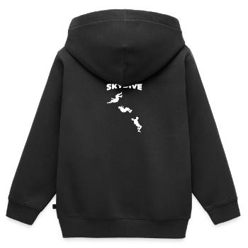 Skydive Sitfly Evolution assis Freefly - Sweat Premium à capuche zippé enfant bio - noir - Dos - AI Model Kid Male (0cm)