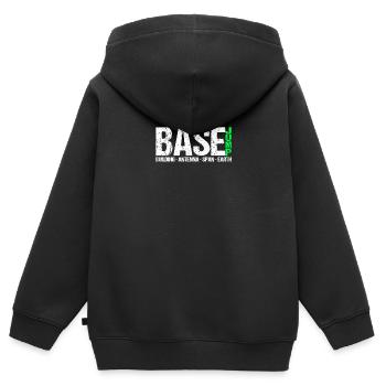 Base saut saut parachute saut sport extrême - Sweat Premium à capuche zippé enfant bio - noir - Dos - AI Model Kid Male (0cm)