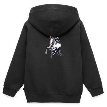 Tolles Pferd reitet Wildpferd in Wasserfarben Stil - Kinder Premium Organic Zip Hoodie - Schwarz - Hinten - AI Model Kid Male (0cm)