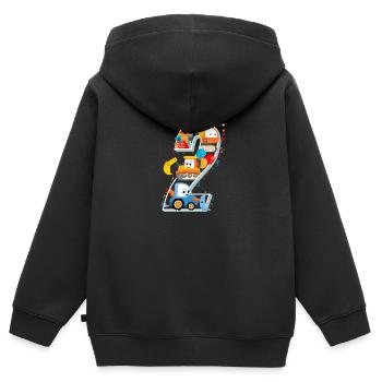 Pelle pour enfants 2e anniversaire deux ans - Sweat Premium à capuche zippé enfant bio - noir - Dos - AI Model Kid Male (0cm)