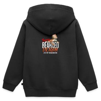 Dragon barbu a mangé mes devoirs - Sweat Premium à capuche zippé enfant bio - noir - Dos - AI Model Kid Male (0cm)