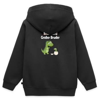 Kinder Großer Bruder Geschwister Kinder Dino - Kinder Premium Organic Zip Hoodie - Schwarz - Hinten - AI Model Kid Male (0cm)