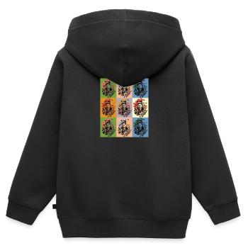 1. Mai DDR Pop Art - Kinder Premium Organic Zip Hoodie - Schwarz - Hinten - AI Model Kid Male (0cm)