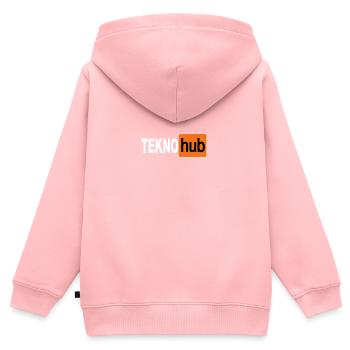 Tekno hub Free Party Soundsystem Tek Music - Sweat Premium à capuche zippé enfant bio - rose - Dos - AI Model Kid Female (0cm)