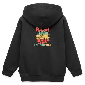 Rawr Tyrannosaurus Rex dinosaure T-rex - Sweat Premium à capuche zippé enfant bio - noir - Dos - AI Model Kid Male (0cm)