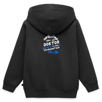 Doktor Doktortitel Doktorarbeit - Kinder Premium Organic Zip Hoodie - Schwarz - Hinten - AI Model Kid Male (0cm)