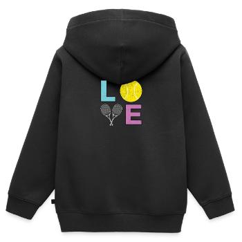 Liebe Tennis - Tennisspieler Design - Kinder Premium Organic Zip Hoodie - Schwarz - Hinten - AI Model Kid Male (0cm)
