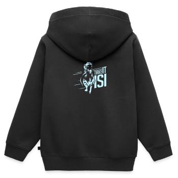 Islandpferd - Kinder Premium Organic Zip Hoodie - Schwarz - Hinten - AI Model Kid Male (0cm)