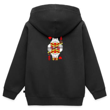 Herz Dame Spielkarte - Kinder Premium Organic Zip Hoodie - Schwarz - Hinten - AI Model Kid Male (0cm)