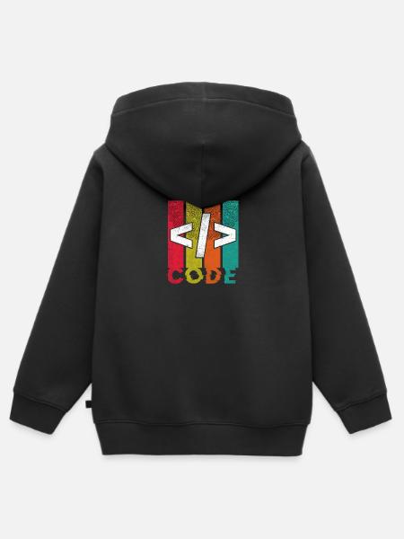 Code Design - Kinder Premium Organic Zip Hoodie - Schwarz