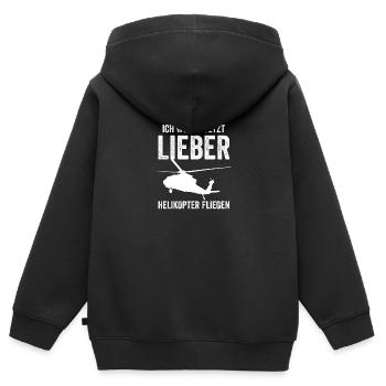 Helikopter Flugplatz - Kinder Premium Organic Zip Hoodie - Schwarz - Hinten - AI Model Kid Male (0cm)