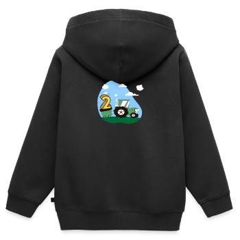 Enfants trois cadeau d'anniversaire de tracteur de 2 ans - Sweat Premium à capuche zippé enfant bio - noir - Dos - AI Model Kid Male (0cm)