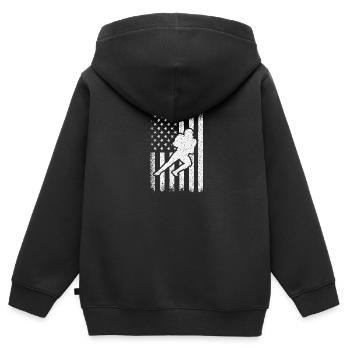 American Football - Kinder Premium Organic Zip Hoodie - Schwarz - Hinten - AI Model Kid Male (0cm)