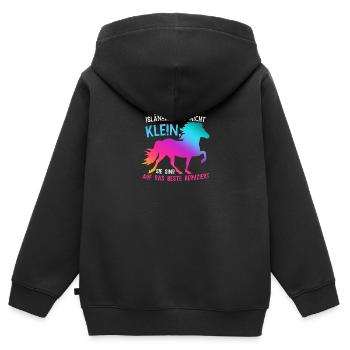 Islandpferd - Kinder Premium Organic Zip Hoodie - Schwarz - Hinten - AI Model Kid Male (0cm)