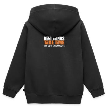 Funny Take Time - Kinder Premium Organic Zip Hoodie - Schwarz - Hinten - AI Model Kid Male (0cm)