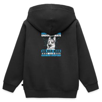 Never Underestimate an old man with german sheperd - Kids Premium Organic Zip-up Hoodie - black - Back - AI Model Kid Male (0cm)