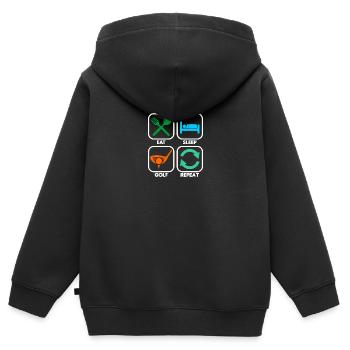 Golfer Golf - Kinder Premium Organic Zip Hoodie - Schwarz - Hinten - AI Model Kid Male (0cm)