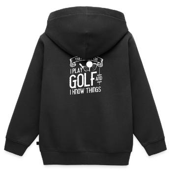 Golfer Golf - Kinder Premium Organic Zip Hoodie - Schwarz - Hinten - AI Model Kid Male (0cm)