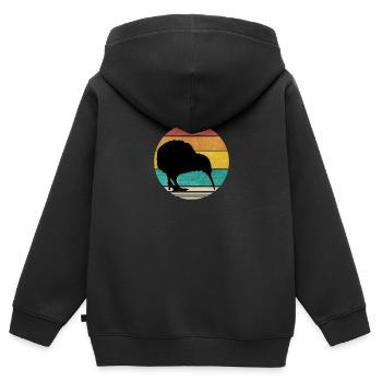 Retro Kiwi New Zealand Vintage New Zealand Travel - Sweat Premium à capuche zippé enfant bio - noir - Dos - AI Model Kid Male (0cm)